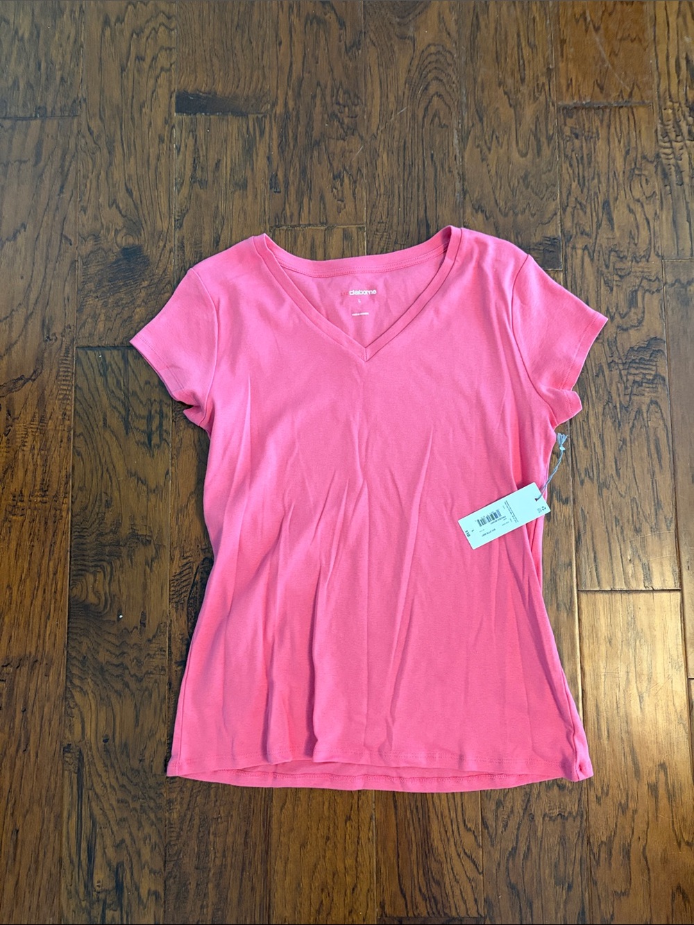 Coral Pink V-Neck Short Sleeve Tee